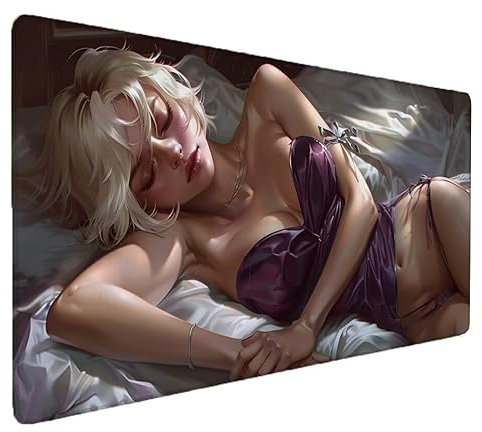 Tapis de Souris Sexy, Beauté Tapis de Souris Gamer XXL 1200x600x3mm Étanche Antidérapante Mouse Pad avec Coutures sur Les Bords - sous Main Bureau - Accessoire Bureau, pour Gamer, PC, Portable S-465