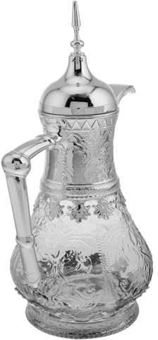 TOPPERFUN Tetera De Agua Fría De Oriente Medio Jarra Para Bebidas Frías Jarra De Vidrio Con Grande Para Helado Tetera Turca Para Café Frío Plástico Plata