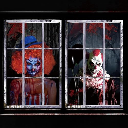 2 immagini per finestre di Halloween, 120 x 80 cm, decorazione per Halloween, decorazione spaventosa, decorazione per porta, feste, decorazione spaventosa, per interni ed esterni, accessorio per feste