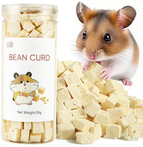 Abizoo Freeze Dried Tofu Hamsters Treats - Vet Recommended Single Ingredient, High Protein Low Fat, Grain Free Nutrient-Rich Snacks for Rabbits, Guinea Pigs & Chinchillas Small Pets foods (50g)