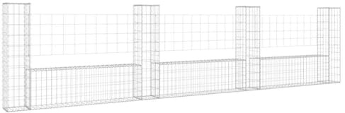 Gabionenkorb U-Form mit 4 Säulen | 380x20x100 cm | Stabile Absperrung für Garten, Terrasse und Landschaftsbau | Langlebiges Eisen für Sicherheit und Ästhetik