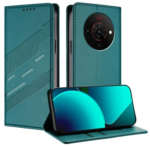 TAUYN Leder Magnetisch Folio Hülle für ZTE Blade A76 5G | Premium PU/TPU Stoßfeste Leder Lederhülle, mit [Kartenfach] Standfunktion Brieftasche Handyhülle Schutzhülle, Dunkelgrün