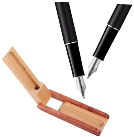 FUNNETOYU Rustikale Holz Stiftebox mit Einzelfach Stilvoller Schreibwaren Organizer Farbblockierte Vintage Pen Box Schützende Aufbewahrung für Füllfederhalter und Schreibgeräte Eleganter