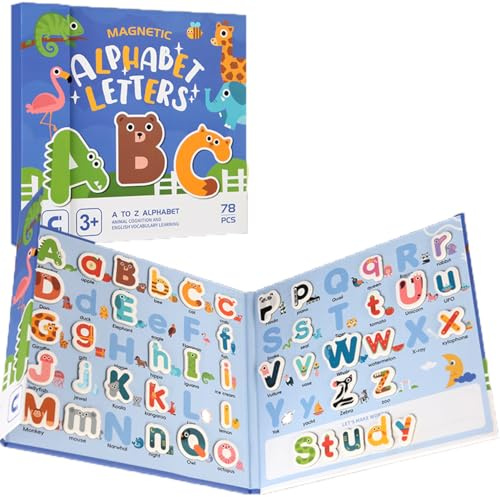 AHMistool Lavagna magnetica con numeri per bambini, puzzle magnetico per frigorifero e lavagna bianca, gioco, giocattolo educativo per ragazzi e ragazze (lettera)