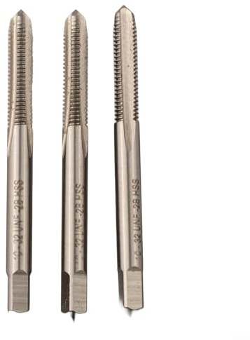 Besttoolifes 3 Stück 10 bis 32 Spiralnutengewindebohrer-Set Hochgeschwindigkeitsstahl-Gewindeschneider zum Erstellen oder Reparieren von Gewinden in Metall, Edelstahl, Kupferlegierung, Stahl und mehr