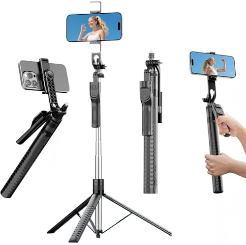 74.8 Tripod Stand for iPhone/Android,Extendable Selfie Stick with Wireless Remote & Dual fill lights,360° Rotation Travel Phone Tripods for Content Creator Tiktok Vlog Video Recording