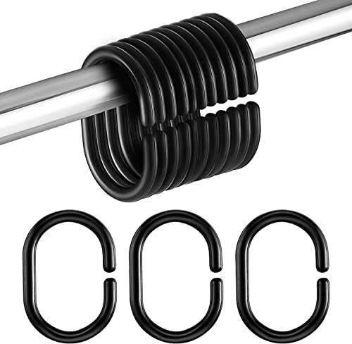 Paquete de 24 anillos de plástico para cortina de ducha, ganchos para barra de ventana de baño, goma de silicona, ligeros, flexibles, fáciles de doblar, instalar y deslizar fácilmente