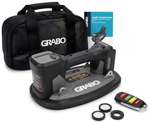 GRABO Brushless-Digitaler Akku Vakuum Saugheber 120kg [Marken Akkukompatibel] elektrischer Platten & Fliesenheber mit Auto-Nachsaugung, Digitales Display für Glas, Stein & Fliesen (OHNE AKKU) (GPB-BO)