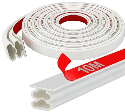 Ezitruz Türdichtung Selbstklebend, 10M Fenster Dichtungsband Selbstklebend Gummidichtung 10x10 mm Türrahmen Dichtung Flexibel Weiß Zugluftstopper Lärmschutz Wetterfest für Haustür Fenster Büro