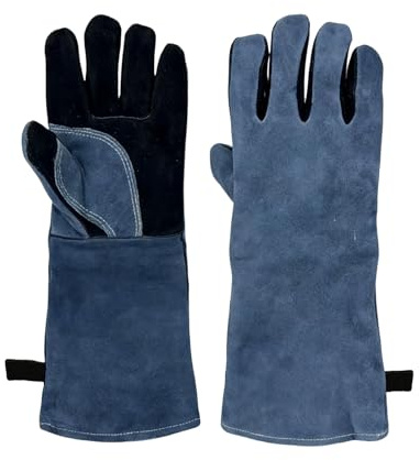 Guantes de Barbacoa de Cuero, Resistentes al Calor, Guantes de Barbacoa de Cuero Ignífugo, para Ignífugos, Soldadura, Chimenea, Horno, Cocina, Estufa, Estante de Olla