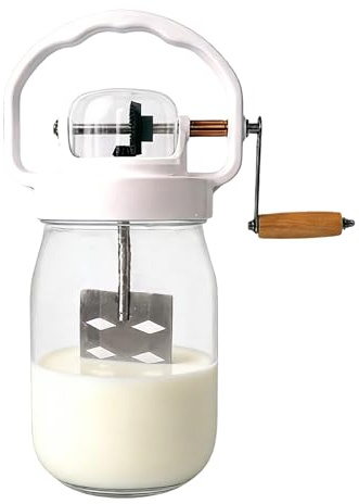 Mantequillera | Herramienta manual de mezcla de huevos de 1500 ml, con batidora de mano de botella de vidrio, para pasteles, niños, alimentos, harina, mermelada, galletas, , panqueques, salsas