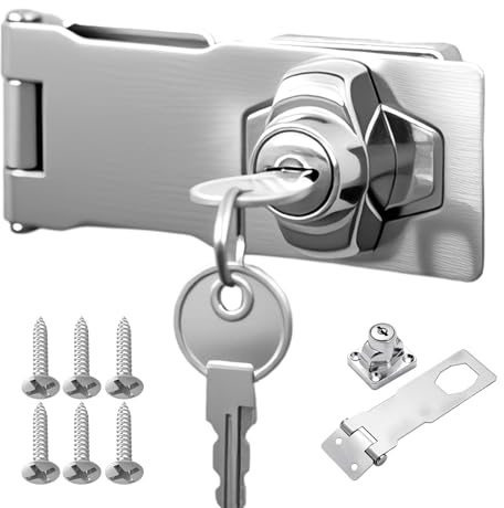 Novocloud 2 Pezzi Lucchetto Hasp con Viti e Chiavi, Lucchetto con Serratura per Porte, Chiusura a Chiave in Acciaio Inox, Serratura a Chiave per Armadietti Cassetto Porte Finestre (4 Pollici)