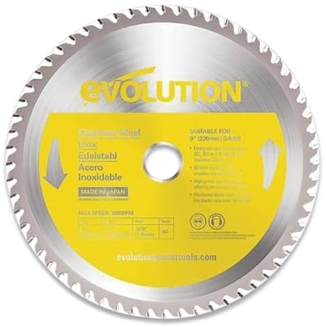 Evolution Power Tools 230BLADESS Stainless Steel Cutting Saw Blade, 9-Inch x 60-Tooth