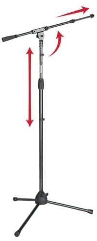 Gator Frameworks Tripod Mic Stand with Boom Arm & Soft Grip Twist Clutch Height Adjustment, Includes 3/8 and 5/8 Adapters (GFW-MIC-2020)