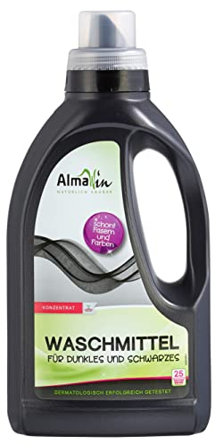 AlmaWin® Waschmittel Schwarze Wäsche [750ml - 30 Ladungen] für strahlende Farben frei von Verblassen - Veganes Waschmittel schwarz für schonende Reinigung mit Waschnuss [20-60°C]