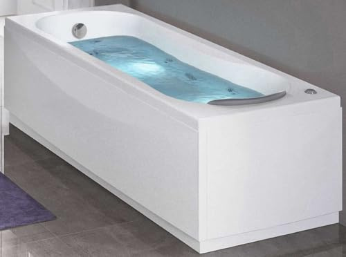 Vasca Bagno Idromassaggio Pneumatico Rettangolare Novellini Calypso Eco 180x80xH55 cm 200 LT Colonna 1 Pannello Frontale 1 Laterale Reversibili Idro Whirlpool Telaio Rinforzato Acrilico Bianco Lucido