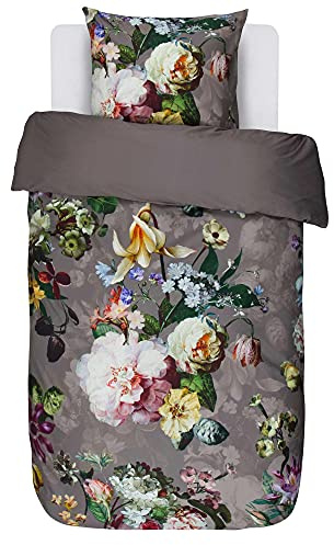 ESSENZA Bettwäsche Fleur Taupe, 155x220 + 1x 80x80 cm - 100% Baumwollsatin 205TC - Blumen