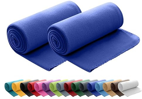 Wometo - Juego de 2 mantas suaves y mullidas, de 130 x 160 cm. Mantas de forro polar reversibles, acogedoras, de 1,30 x 1,60 cm., tela, D.-blau, 130 x 160 cm