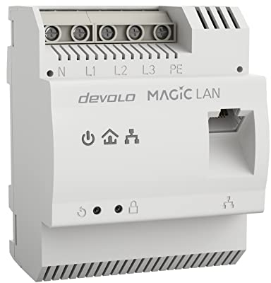 devolo 8550 Powerline Adapter Magic 2 LAN DINrail - Adattatore per guide DIN DIN – fino a 2.400 Mbit/s Internet dalla scatola di distribuzione, rete domestica professionale, grigio