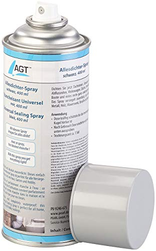 AGT Abdichtungsspray: Allesdichter-Spray, schwarz, 400 ml (Dichtspray Kfz, Dichtungs Spray wasserdicht, Flüssiggummi)