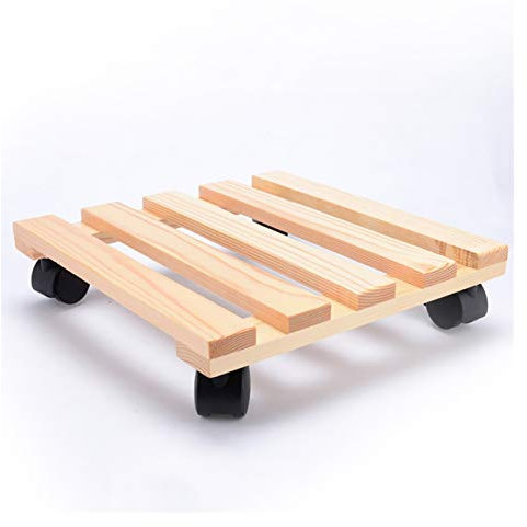 Dessous De Pot De Fleur Rond en Bois Massif À roulettes, Chariot De Charrette À Rouleaux avec roulettes pour Une Utilisation Intérieure Et Extérieure, Rack De Porte-Pot De Fleurs Robustes