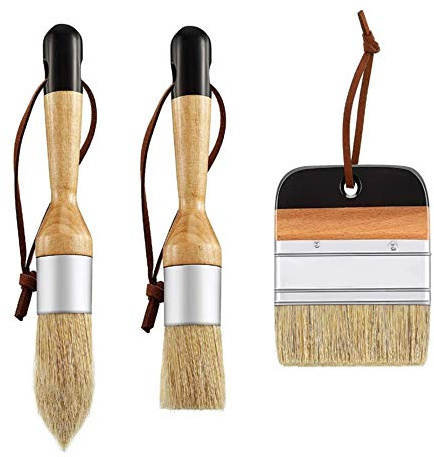 Pennelli per la Cera,3 Pezzi Pennello Setola Naturale per Acquerello per Pittura di Mobili Decorazione D'interni