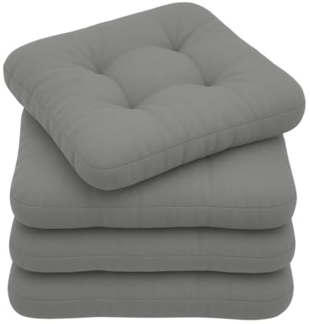 chilly pilley Coussins Impermeable De Chaise Set De 4 Coussins Matelassés Coussins Décoratifs Cuisnie Et Jardin Pliusieures Tailles Et Couleurs (Gris, 50 x 50 cm 4er Set)