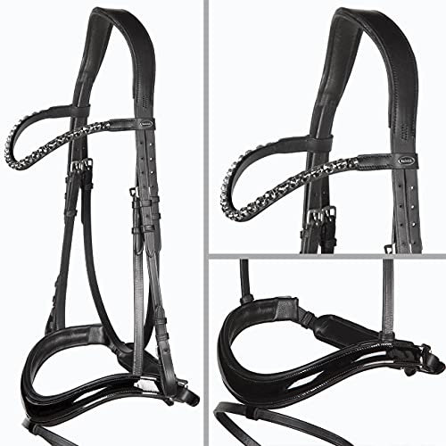 Heinick-Reitsport Trense Soft Curved Schwarz mit Lackleder ~ Glow-Ash ~ Vollblut