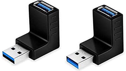 EasyULT Adattatore USB 3.0 90 Gradi da Maschio a Femmina, Combinato Giunto Verticale su e Giù Connettore Accoppiatore, USB Tipo A Accoppiatore Alta velocità 5 Gbps, 2PCS