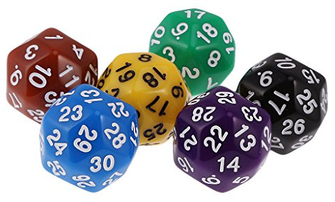 F Fityle Confezione da 6 Dadi Multi-Faccia D24 O D30 per Forniture per per Feste D&D - Opaco1