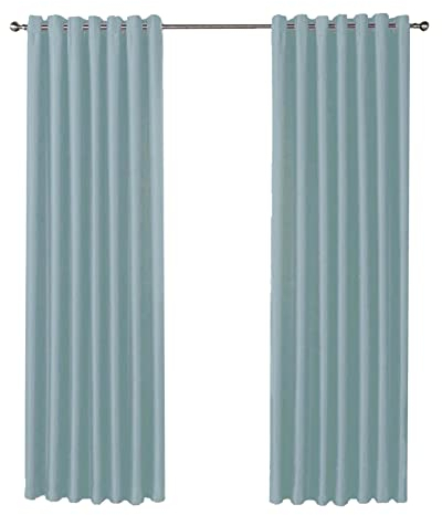 Olivia Rocco Blackout Eyelet Curtains Black Out Thermal Ring Top Curtain Pair Window Treatment Living Room Bedroom, 66 (Width) x 90 (Drop) Duck Egg