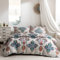Damier Ropa de cama bohemia 220 x 240 cm turquesa boho indio mandala funda nórdica con cremallera oculta y 2 fundas de almohada de 80 x 80 cm juego de funda nórdica de microfibra suave 3 piezas, Mjt