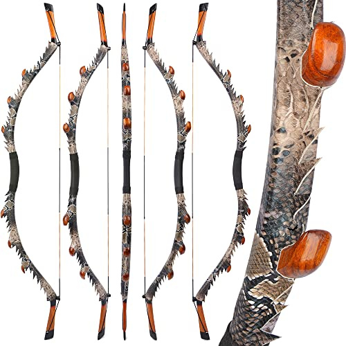 wolfman 35-55 lbs Traditioneller Bogen Erwachsener Chinesischer Drachen Langbogen Recurvebogen Sportbogen Bogenschießen Jagdbogen Mongolischer Reiterbogen für Anfänger Übungsgeschenk