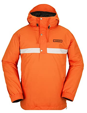 Volcom Anarok Veste de snowboard à capuche pour homme, Orange Shock S3, Small