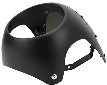 Motorrad Scheinwerfer Verkleidung,Tbest Motorradscheinwerfer,Motorradscheinwerfer,7 Zoll Motorrad Windschutz Scheibe Scheinwerfer Verkleidung Universal Für Runde Scheinwerfer (Matt-Schwarz)