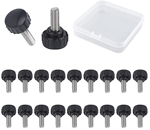 MOROBOR Knurled Thumbscrew Screw, 20pcs M3 x 10mm Stainless Steel Threaded Knurled Thumbscrew Grip Knobs Thumb Screw for Machinery Latche with Storage Case