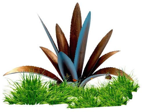 Rachlicy Tequila Sculpture Rustique Grand métal Agave Yard Art Metal Plantes d'agave pour Statue d'agave extérieure pour Le décor de Jardin de Joie de Patio 15x15x17cm Bleu