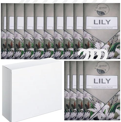 14pcs Wäscheduft Schrank Duftsäckchen Kleiderschrank Dufterfrischer, Duftbeutel Kleiderschrank Duft Hanging Beutel, Schrankdeo Natürlichen Geruch Sachet, Duftsachet, Schrankduft Frische (14Lilien)