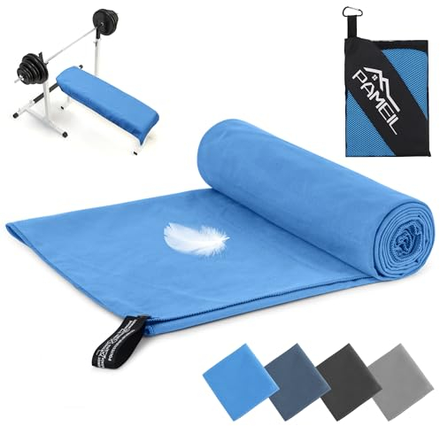 Mikrofaser Handtuch - 4 Farben & 7Größen - Kompakte Microfaser Handtücher -Fitness Handtuch, Sporthandtuch, für Outdoor, Strand, Camping, Sauna, Fitness (Himmelblau, 100x200cm)