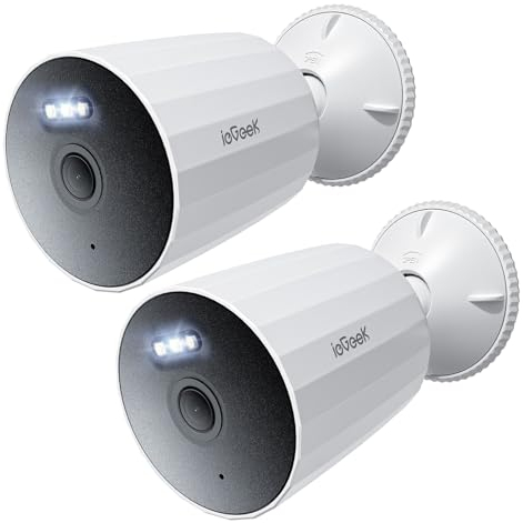 ieGeek Security Camera Outdoor 2 Pack Wired CCTV Camera System, 4MP and 10M Night Vision 2.4G Wireless Wifi Camera Home IP Surveillance Camera 2-Way Audio, Motion Sensor and Alarm