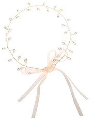 minkissy Handgefertigtes Braut-stirnband Mit Goldenen Perlen Und Chiffonband Eleganter Haarschmuck Für Hochzeit Brautjungfern Und Abschlussball Leichtes Komfortables Design Für Festliche An