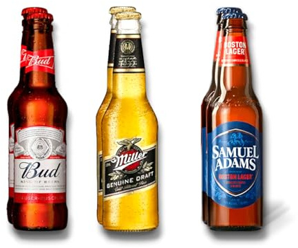 Bud Bier, Miller Genuine Draft & Samuel Adams Boston Lager- Amerika Mix - USA 6 x 330ml - Inkl. Haus der Biere Berlin Bierdeckel