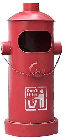 NOLLAM Papelera Cubo de Basura Industrial con hidrante de Incendios de 8 l, Retro, Creativo, de Hierro Forjado, con Cubo Interior, Cubos de Basura de Gran Capacidad para Exteriores Basurero Cocina