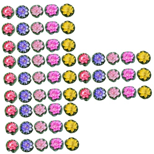 PRETYZOOM 60stücke Künstliche Lotusblumen Schwimmende Wasserpflanzen Für Teich Und Gartendekoration Und Hellpink