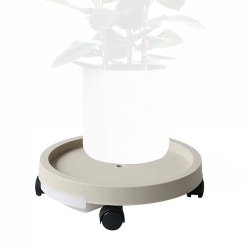 AHKFUL Pflanzenroller mit Rollen und WasserbehäLter, Rollender PflanzenstäNder für Drinnen und Draußen Bis 120 Kg, Für Garten, Terrasse, Hof, Terrasse, Wohnzimmer,Beige,40cm