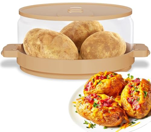 FIYSON Hervidor de patatas para microondas, resistente al calor, para patatas, mariscos, batatas, pastas, pasteles, válvulas de ventilación, horno, microondas, lavavajillas, libre de BPA