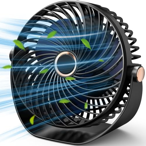 Auriostar Mini Table Desk Fan - 5 Speeds Strong Airflow USB Charging Desktop Cooling Fan, 360° Rotatable Head, Black, One Size