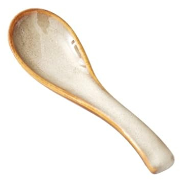 Serving Tablespoons Japanese Kiln Change Ceramic Soup Ladle Restaurant Household Kitchen Ceramic Small Soup Ladle 4 Pieces Set Ceramic Dessert Ladle Elegant Kitchen Table Tableware Spoons(Beige)