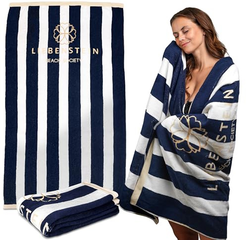 Liebenstein® Premium Strandtuch Beach Society – 100x180 cm – softig weiches Strandhandtuch mit stylischem Muster - aus 100% feinster Baumwolle in Portugal gefertigt