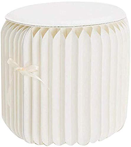 Generisch Hocker Fußhocker Klappbarer Papierhocker,Tragbarer runder Tritthocker Kraftpapier Wabenstruktur Fußstütze für Schlafzimmer Wohnzimmer Büro/Weiß